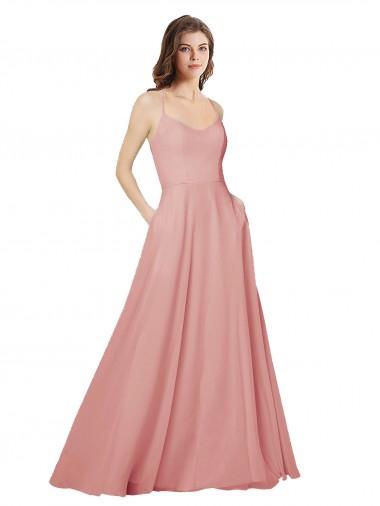 Open Back Bliss Pink Soft Chiffon Strapless Long Sleeveless Bridesmaid Dress Toowoomba
