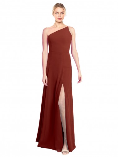 Burgundy Soft Chiffon One Shoulder Long Sleeveless Formal Dress / Bridesmaid Dress Toowoomba