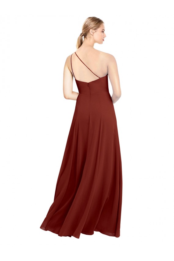 Burgundy Soft Chiffon One Shoulder Long Sleeveless Formal Dress / Bridesmaid Dress Toowoomba