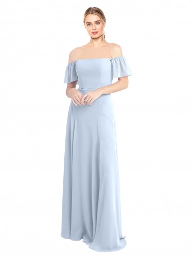 V-Back Soft Chiffon Off the Shoulder Long Flutter Sleeves Formal Dress / Bridesmaid Dress Toowoomba