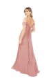 Bliss Pink Soft Chiffon Off the Shoulder Long Sleeveless Bridal Party Dress Toowoomba