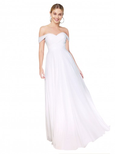 Soft Chiffon Off the Shoulder Long Sleeveless Formal Evening Gown / Prom Dress / Bridesmaid Dress Toowoomba