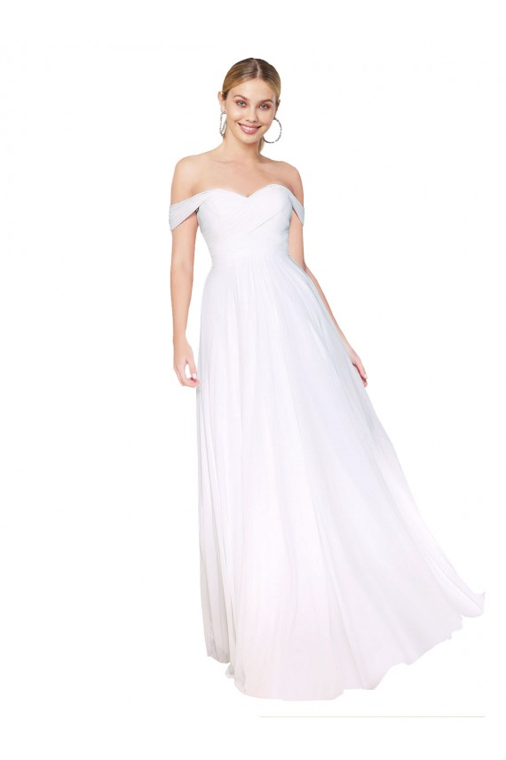 Soft Chiffon Off the Shoulder Long Sleeveless Formal Evening Gown / Prom Dress / Bridesmaid Dress Toowoomba