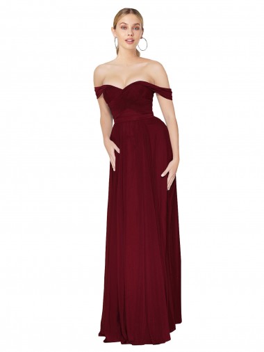 Mermaid Soft Chiffon Off the Shoulder Long Sleeveless Formal Dress / Bridesmaid Dress Toowoomba