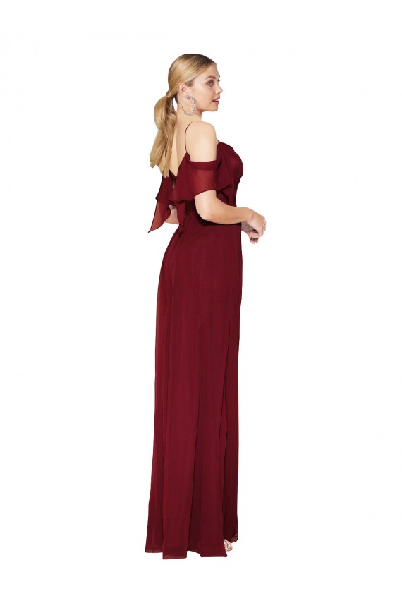 V-Back Soft Chiffon Off the Shoulder Long Cold Shoulder Formal Evening Gown / Prom Dress / Bridesmaid Dress Toowoomba