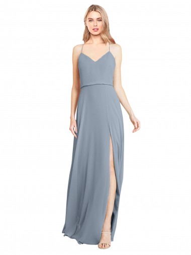 Open Back Soft Chiffon Off the Shoulder Long Sleeveless Bridesmaid Gowns Toowoomba