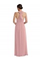 Dusty Pink Soft Chiffon Halter Neck Long Sleeveless Semi Formal Evening Dress / Bridesmaid Dress Toowoomba