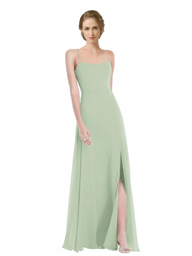 Open Back Soft Chiffon Scoop Neck Long Sleeveless Semi Formal Evening Dress / Bridesmaid Dress Toowoomba