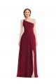 Burgundy Soft Chiffon One Shoulder Long Sleeveless Semi Formal Evening Dress / Bridesmaid Dress Toowoomba