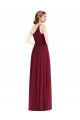 Burgundy Soft Chiffon One Shoulder Long Sleeveless Semi Formal Evening Dress / Bridesmaid Dress Toowoomba