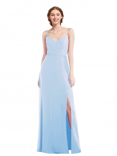 Light Sky Blue Soft Chiffon Spaghetti Straps Long Sleeveless Formal Evening Gown / Bridesmaid Dress Toowoomba