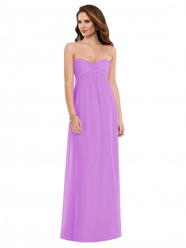 Low Back Violet Soft Chiffon Sweetheart Long Sleeveless Semi Formal Evening Dress / Bridesmaid Dress Toowoomba