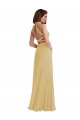 Open Back Gold Soft Chiffon Halter Neck Long Sleeveless Semi Formal Evening Dress / Bridesmaid Dress Toowoomba