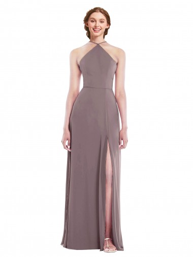 Low Back Soft Chiffon Halter Neck Long Sleeveless Formal Evening Gown / Bridesmaid Dress Toowoomba