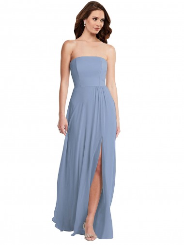 Soft Chiffon Strapless Long Sleeveless Semi Formal Evening Dress / Bridesmaid Dress Toowoomba