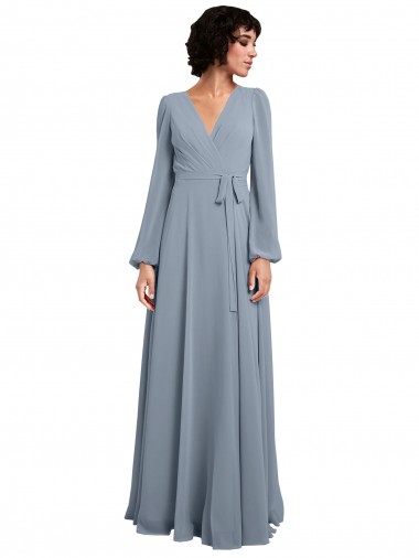 Soft Chiffon V-Neck Long Long Sleeves Bridesmaid Dress / Formal Dress Toowoomba