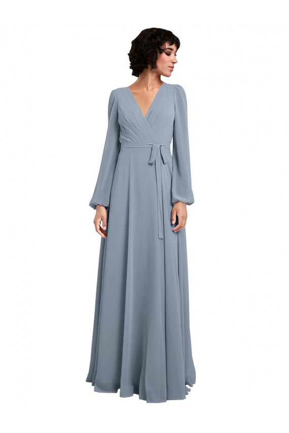 Soft Chiffon V-Neck Long Long Sleeves Bridesmaid Dress / Formal Dress Toowoomba
