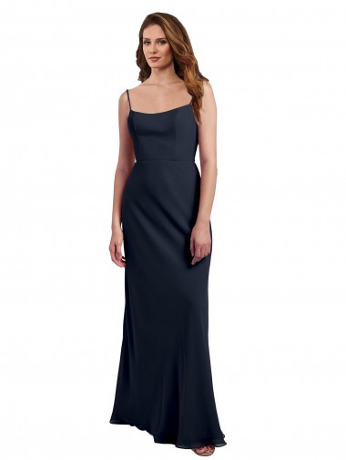 Open Back Soft Chiffon Spaghetti Straps Long Sleeveless Evening Dress / Bridesmaid Dress Toowoomba