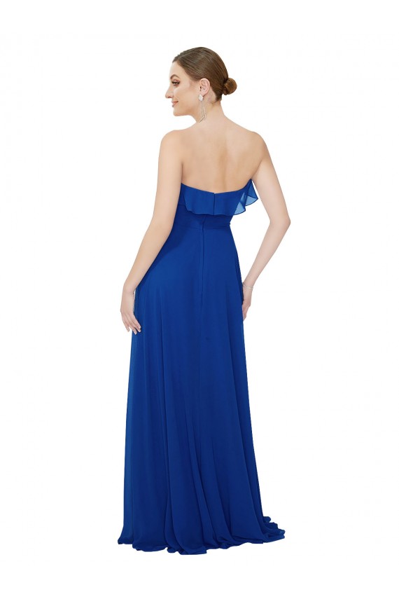 Royal Blue Soft Chiffon Sweetheart Long Sleeveless Bridesmaid Dress Toowoomba