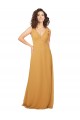 Keyhole Back Saffron Soft Chiffon V-Neck Long Sleeveless Bridesmaid Dress Toowoomba