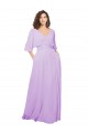 Low Back Lxue Chiffon V-Neck Long Half Sleeves Bridesmaid Dress Toowoomba