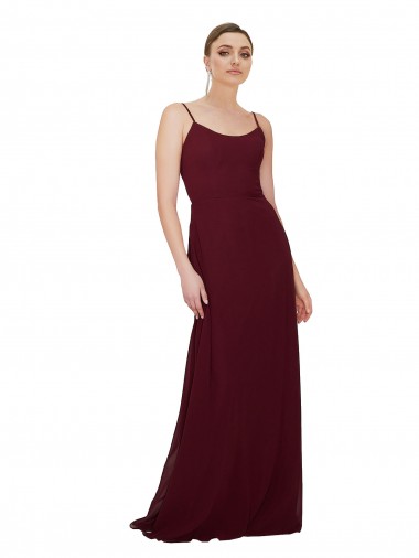 Keyhole Back Soft Chiffon Scoop Neck Long Sleeveless Bridesmaid Dress Toowoomba