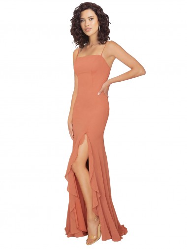 V-Back Soft Chiffon Square Neck Long Sleeveless Bridesmaid Dress Toowoomba