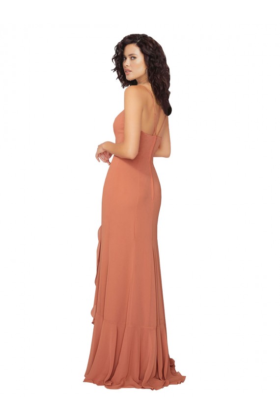 V-Back Soft Chiffon Square Neck Long Sleeveless Bridesmaid Dress Toowoomba