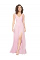 V-Back Barely Pink Soft Chiffon V-Neck Long Sleeveless Bridesmaid Dress Toowoomba
