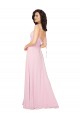 V-Back Barely Pink Soft Chiffon V-Neck Long Sleeveless Bridesmaid Dress Toowoomba