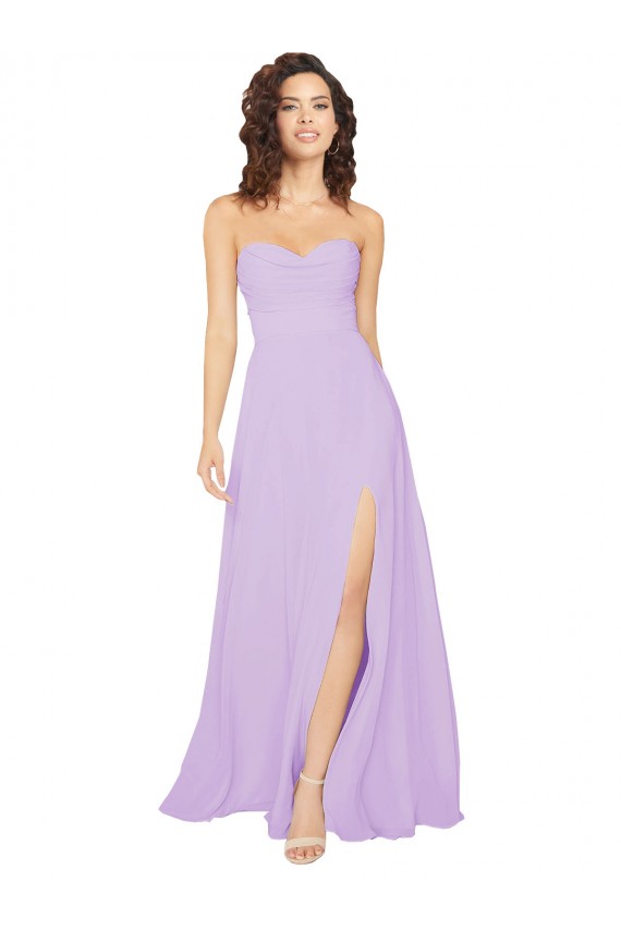 Low Back Lilac Chiffon Sweetheart Long Sleeveless Bridesmaid Dress / Evening Dress Toowoomba
