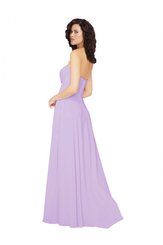 Low Back Lilac Chiffon Sweetheart Long Sleeveless Bridesmaid Dress / Evening Dress Toowoomba