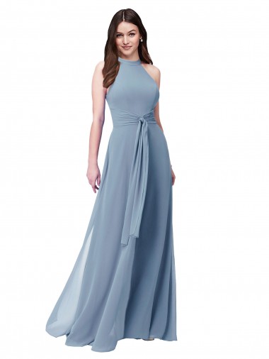 Chiffon Halter Neck Long Sleeveless Bridesmaid Formal Dress Toowoomba