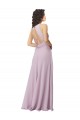 Keyhole Back Pink Glow Soft Chiffon Halter Neck Long Sleeveless Bridesmaid Dress Toowoomba