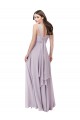 Low Back Pink Glow Soft Chiffon V-Neck Long Sleeveless Bridesmaid Dress Toowoomba