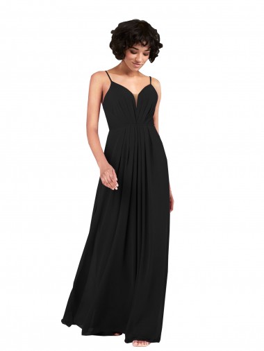 Open Back Soft Chiffon V-Neck Long Sleeveless Formal Evening Gown / Bridesmaid Dress Toowoomba