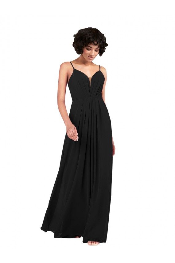 Open Back Soft Chiffon V-Neck Long Sleeveless Formal Evening Gown / Bridesmaid Dress Toowoomba