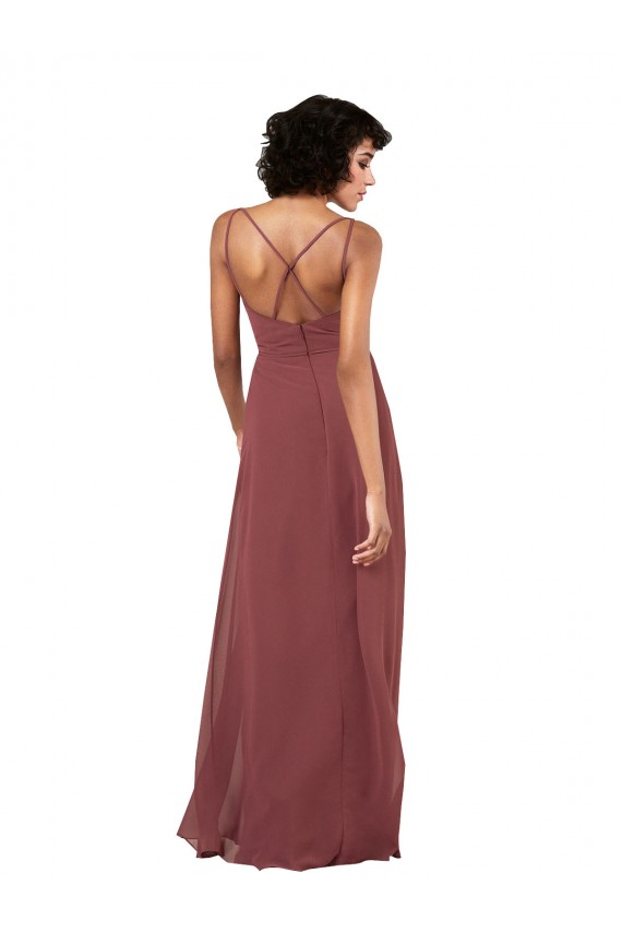 Open Back Soft Chiffon V-Neck Long Sleeveless Formal Evening Gown / Bridesmaid Dress Toowoomba
