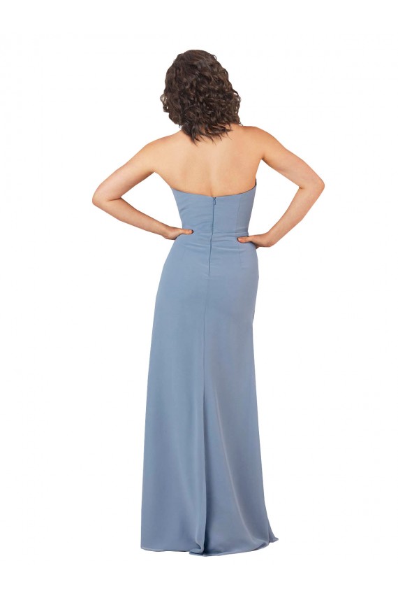 Burgundy Soft Chiffon Strapless Long Sleeveless Bridesmaid Dress Toowoomba