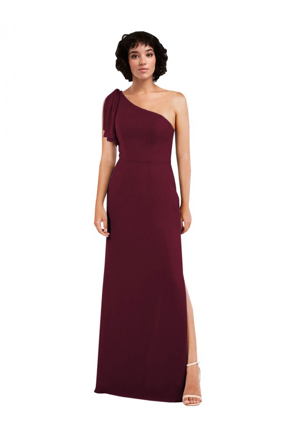 Burgundy Soft Chiffon One Shoulder Long Sleeveless Formal Evening Gown / Bridesmaid Dress Toowoomba