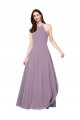 Keyhole Back Dark Lavender Chiffon Halter Neck Long Sleeveless Bridesmaid Dress / Evening Dress Toowoomba
