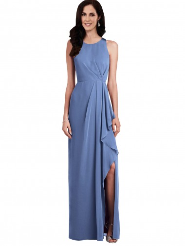 Keyhole Back Soft Chiffon Jewel Neck Long Sleeveless Bridesmaid Dress Toowoomba