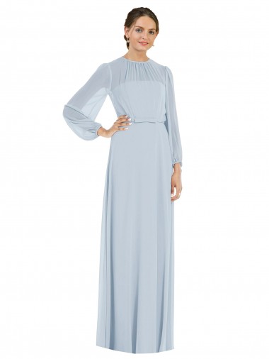 Keyhole Back Soft Chiffon Strapless Long Puff Sleeves Formal Evening Gown / Bridesmaid Dress Toowoomba