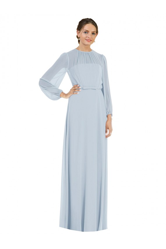 Keyhole Back Soft Chiffon Strapless Long Puff Sleeves Formal Evening Gown / Bridesmaid Dress Toowoomba