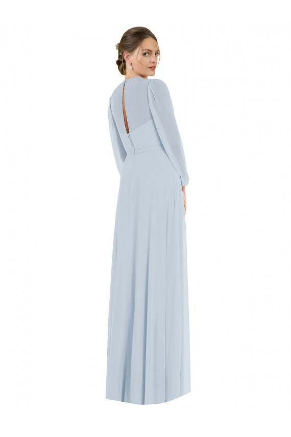Keyhole Back Soft Chiffon Strapless Long Puff Sleeves Formal Evening Gown / Bridesmaid Dress Toowoomba