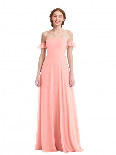 Soft Chiffon Off the Shoulder Long Flutter Sleeves Semi Formal Evening Dress / Bridesmaid Dress Toowoomba