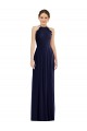 Open Back Dark Navy Soft Chiffon Halter Neck Long Sleeveless Semi Formal Evening Dress / Bridesmaid Dress Toowoomba