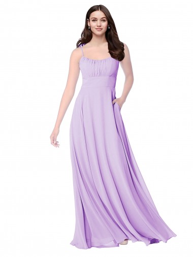 Lilac Soft Chiffon Scoop Neck Long Sleeveless Bridal Party Dress Toowoomba