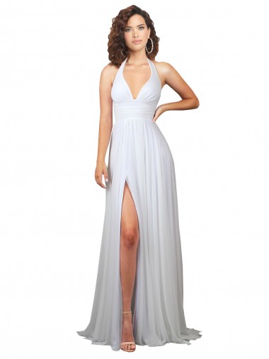 Low Back Soft Chiffon V-Neck Sweep Train Sleeveless Beach Wedding Dress Toowoomba