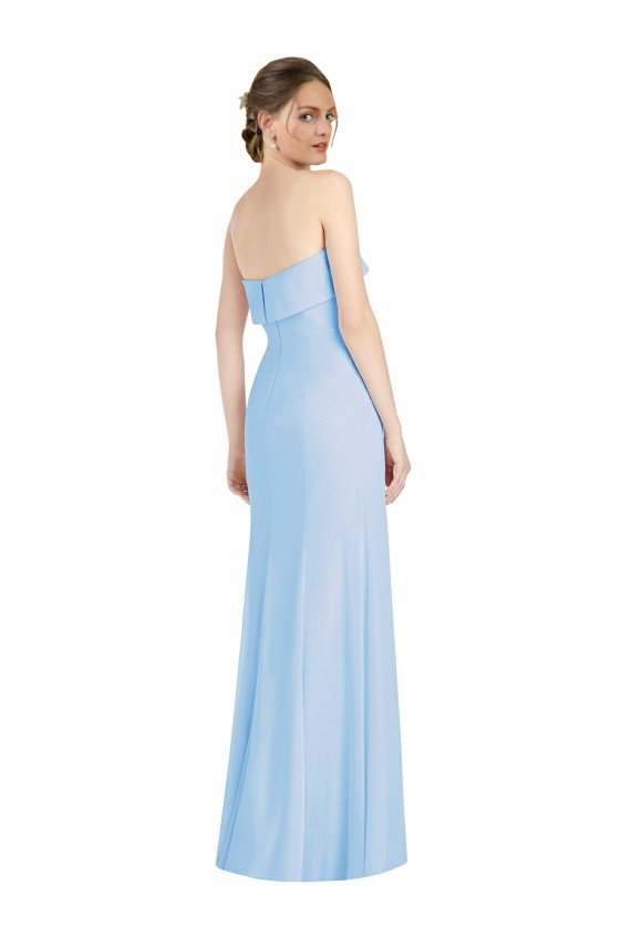 Low Back Soft Chiffon Strapless Long Sleeveless Black Tie Evening Gown / Bridesmaid Dress Toowoomba
